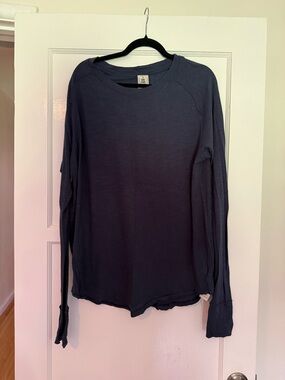 Free People Long Sleeve Tee in Navy Blue